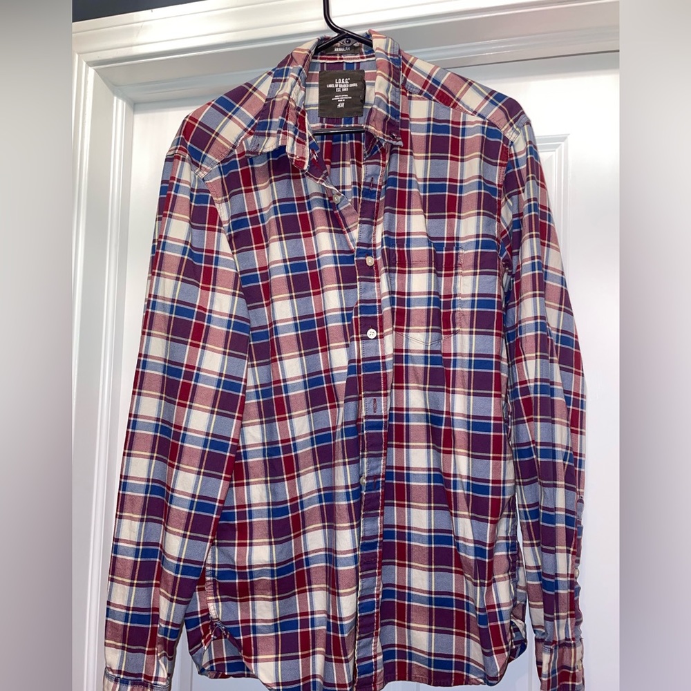 Men’s L Plaid Casual Button-Down Shirt L.O.G.G. By H&M